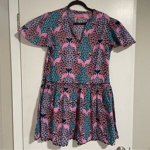 Simply Southern Size Small Tropical‎ Flamingo Dress Pink Navy